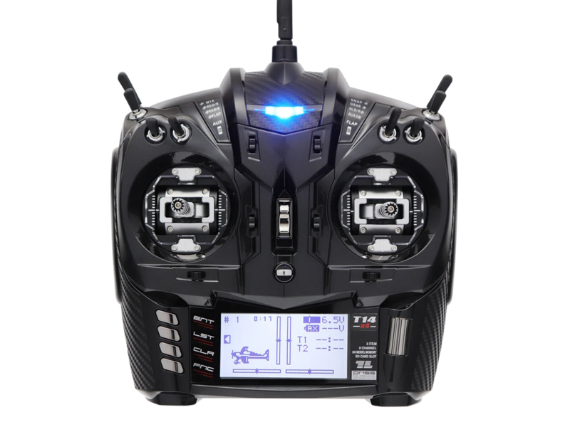 JR PROPO T14x4 Transmitter Radio w/ CNC Gimbals, Black Pearl - Program Mixing, DMSS, XBUS, 14 Channel